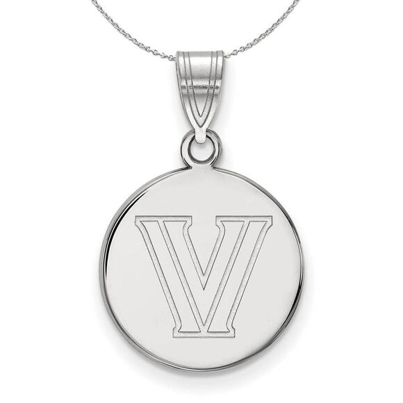 Sterling Silver Villanova U Medium Disc Necklace - 24 Inch - Picture 1 of 8